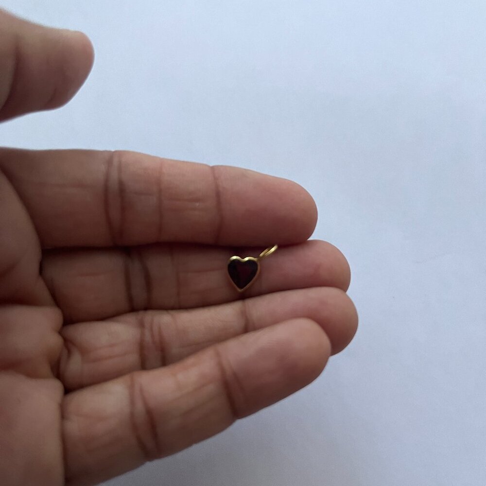 14K Yellow Gold and Garnet Heart Charm
